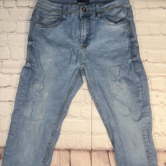 Zara Man Light Wash Slim Fit Jeans Men’s Size 31 Distressed Denim Modern - Picture 4 of 7